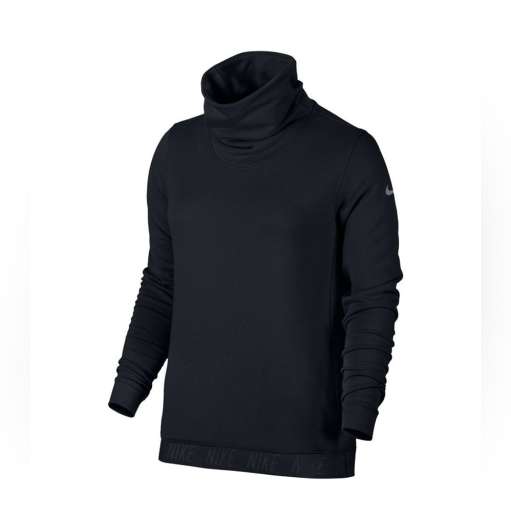 Women’s Nike Black‎ Funnel Neck Dri-fit Fleece Sweatshirt Active Lounge Workout